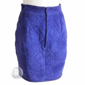 Istante Gianni Versace Skirt Suede Mini Skirt Pencil Quilted Vintage 90s
